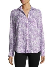 Frank  amp  Eileen Eileen Floral-Print Shirt  Purple Green at Neiman Marcus